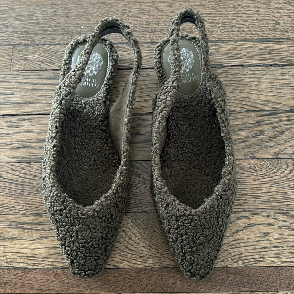 Vine Camuto Faux Shearling Slingbacks